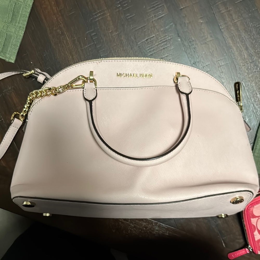Authentic Michael Kors Pink Shoulder Bag with Gold Hardware